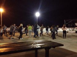 Concert goers trying their hand at line dancing